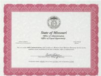 State of Missouri - Office of Administration - Office of Equal Opportunity certifies AMM Communications as a WBE